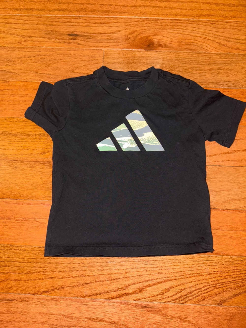 adidas Black Kids Short Sleeve Tee with Logo